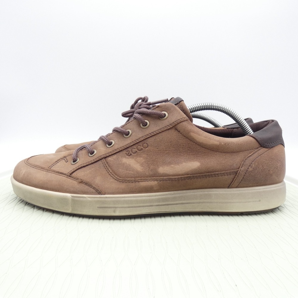 Ecco Soft 7 Mens US 12-12.5 Casual Shoes Cocoa Brown Leather Lace Up Sneakers